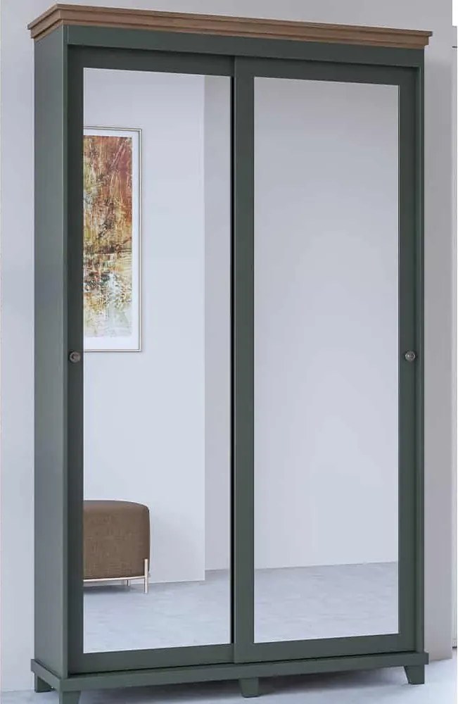Dulap lemn masiv Jardon cu oglindă 120cm x 50cm x 216cm Grafit