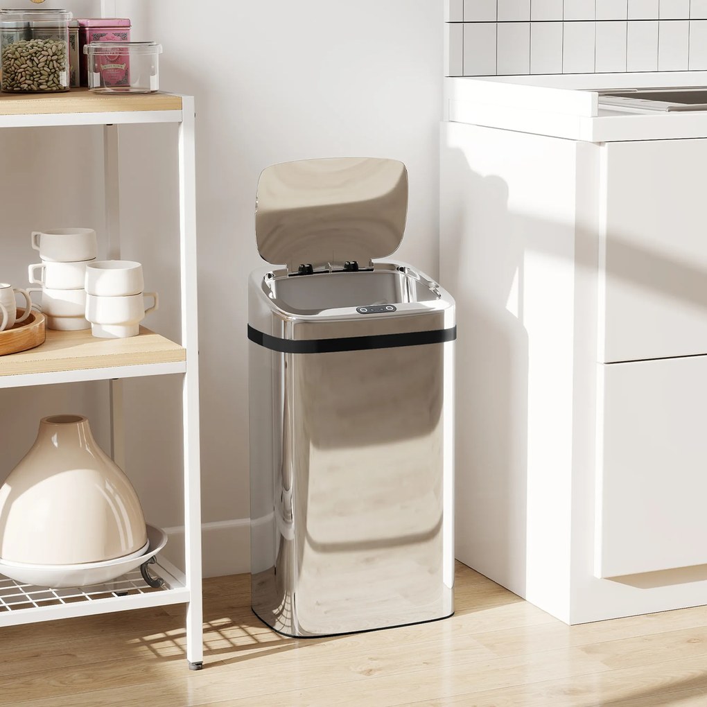 HOMCOM Cos de gunoi cu senzor 30L inox elegant | Aosom Romania