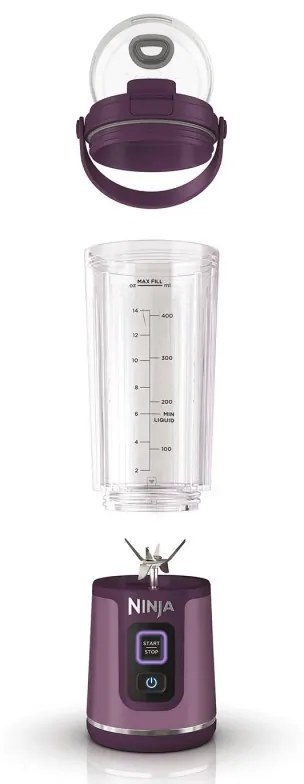 Blender portabil Ninja BC151EUPR, 7.4W, 530 ml, 6 lame otel, Zdrobire gheata, Pana la 10 cicluri, Fara BPA, USB-C, Violet