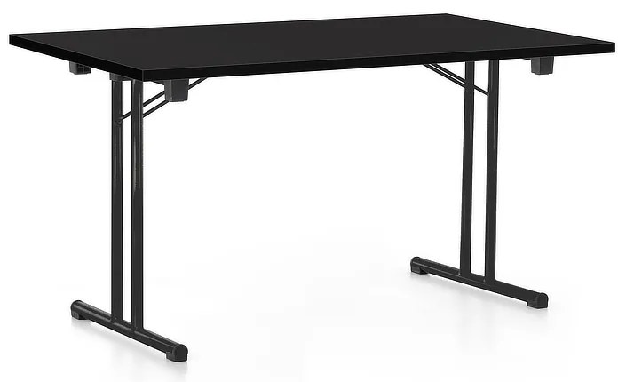 Masă plianta 140 x 80 cm, picioare negre, negru