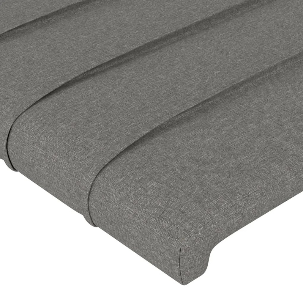 Cadru de pat cu tablie, gri inchis, 90x200 cm, textil Morke gra, 90 x 200 cm, Benzi orizontale