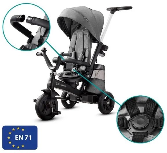Tricicletă pentru copii 5v1 EASYTWIST gri/neagră KINDERKRAFT