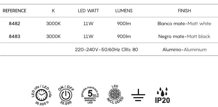 Pendul LED design minimalist, TORCH negru MA-8483