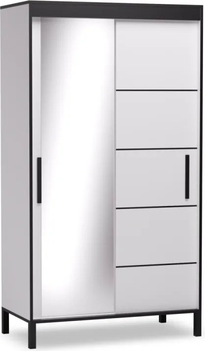 Dulap cu usi glisante si oglinda 120x221 cm, Bell-M, ADRK Furniture (Culoare: Alb)