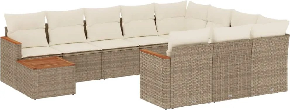 vidaXL Set canapele de grădină cu perne, 11 piese, bej, poliratan