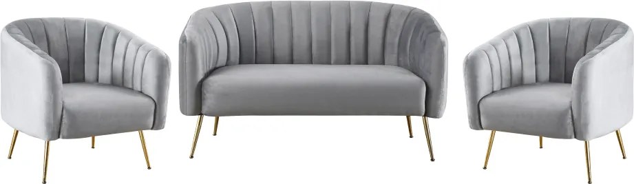 Fotoliu de design, ţesătură Velvet gri/gold crom-auriu, BAGY