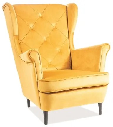 Fotoliu tapitat catifea Culoare Mustar / Wenge, LADY VELVET