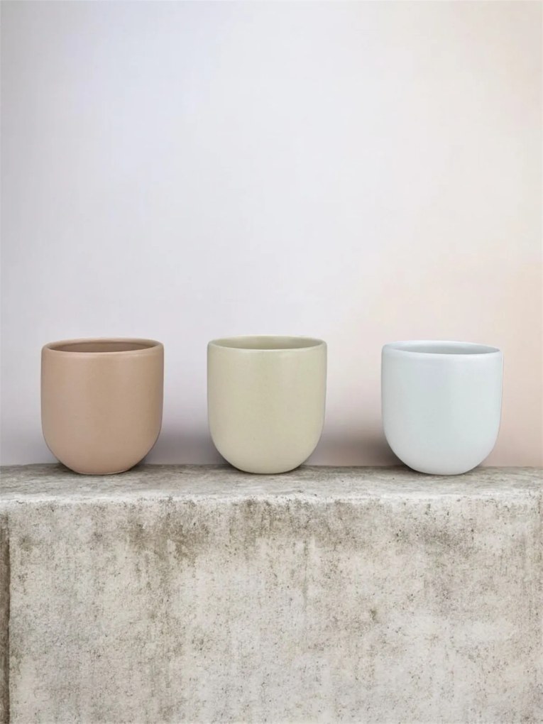 Set 3 cesti cafea Pahare Novum Trio Dune, glazura mata, 250ml