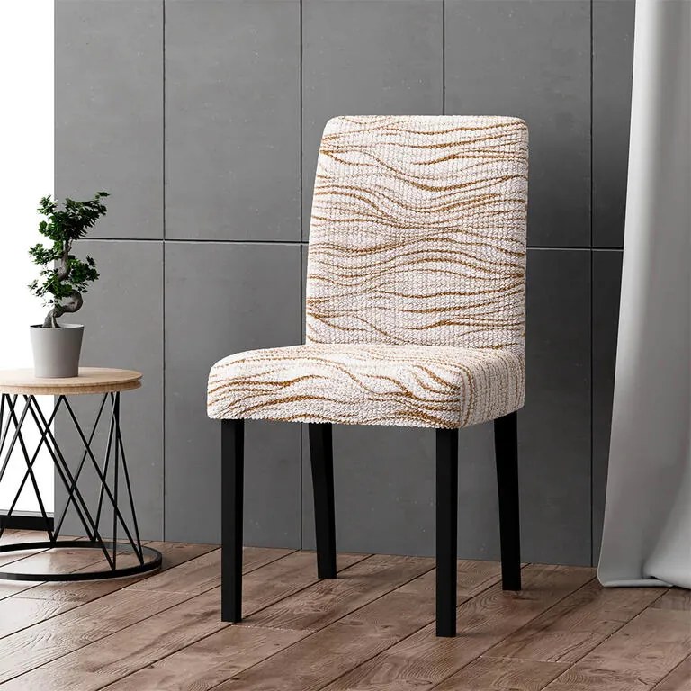 Huse bielastice UNIVERSO NOU bej cu dungi scaun cu spatar 2 buc (45 x 45 x 50 cm)