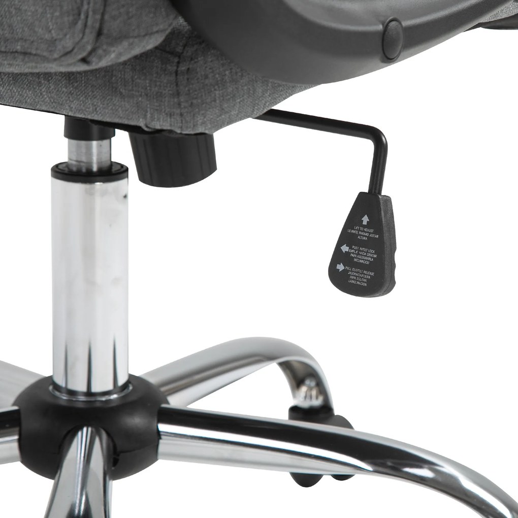 Vinsetto Scaun Birou Ergonomic cu Basculare, Înălțime și Înclinare Reglabilă, Capacitate 120 kg, 62x76x110-119 cm, Gri | Aosom Romania