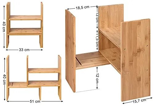 Organizator polivalent, bambus, natural, Songmics