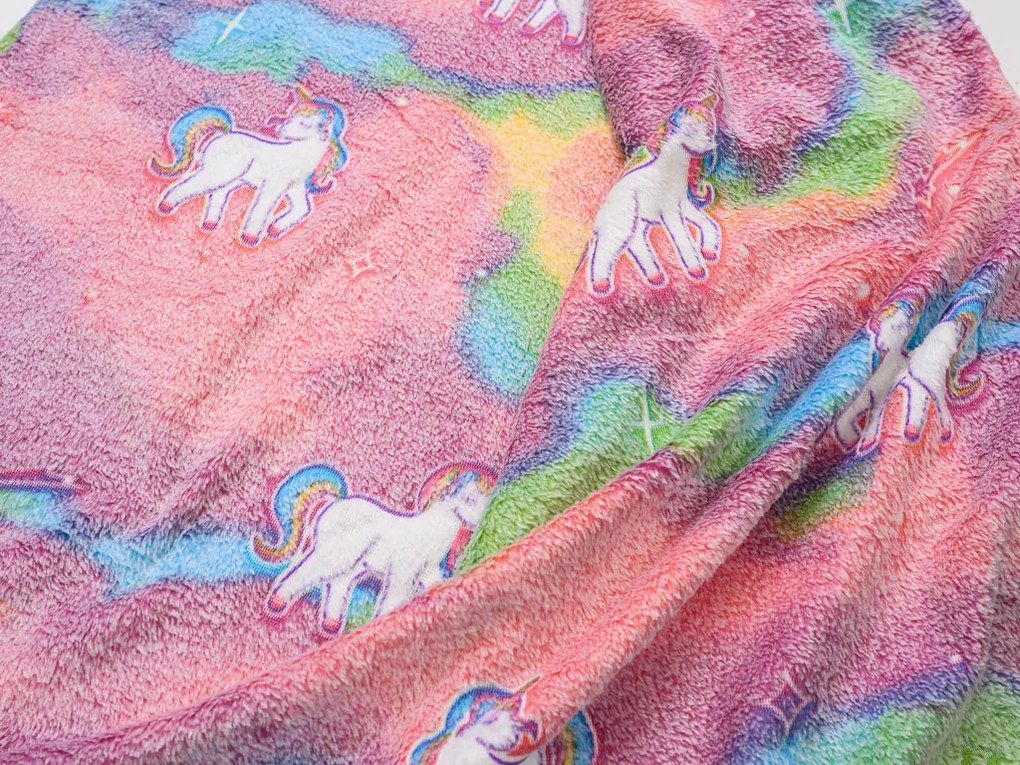 Patura fosforescenta microflanel UNICORN 150x200 cm roz