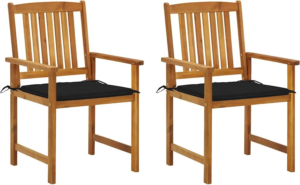 vidaXL Scaune de grădină cu perne, 2 buc., lemn masiv de acacia