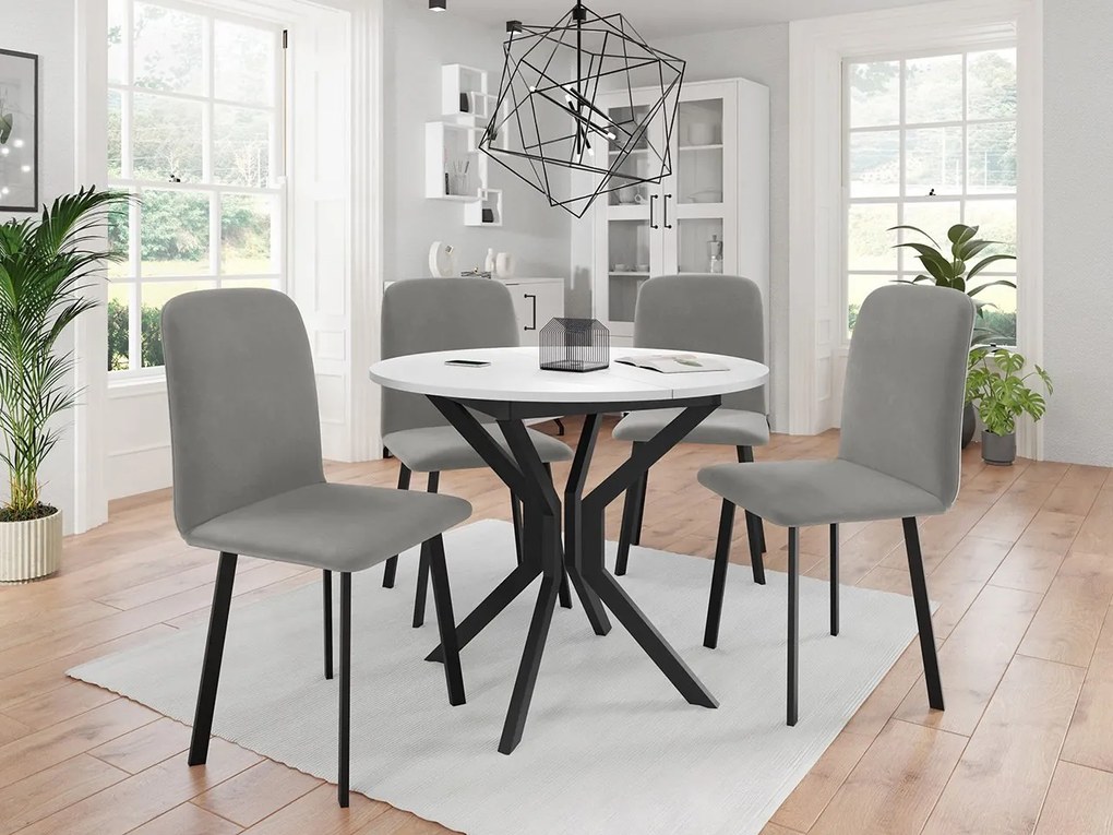 Masă sufragerie extensibilă 90 cm Kertare M 90 (Alb + Negru) (pentru 2-4 persoane). 1105351