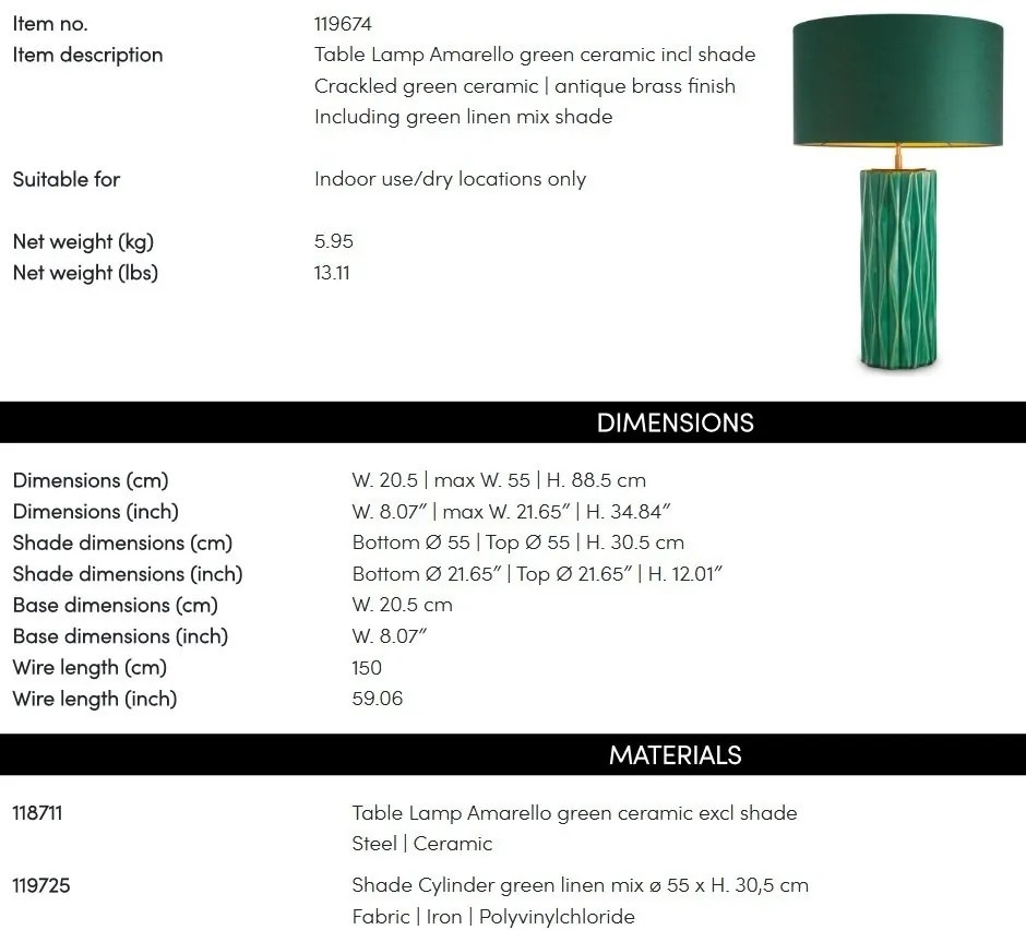Veioza, Lampa de masa LUX, Ceramica, Verde, Amarello