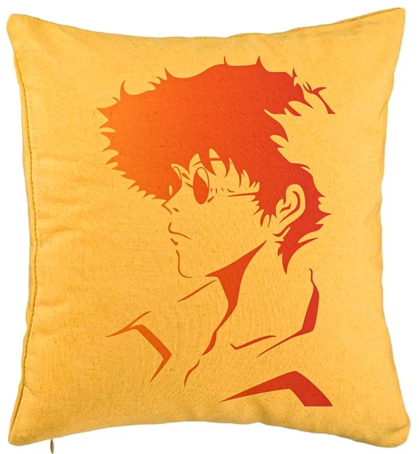 Perna Decorativa cu Cowboy Bebop 2, 40x40 cm, Galben, Husa Detasabila, Burduf