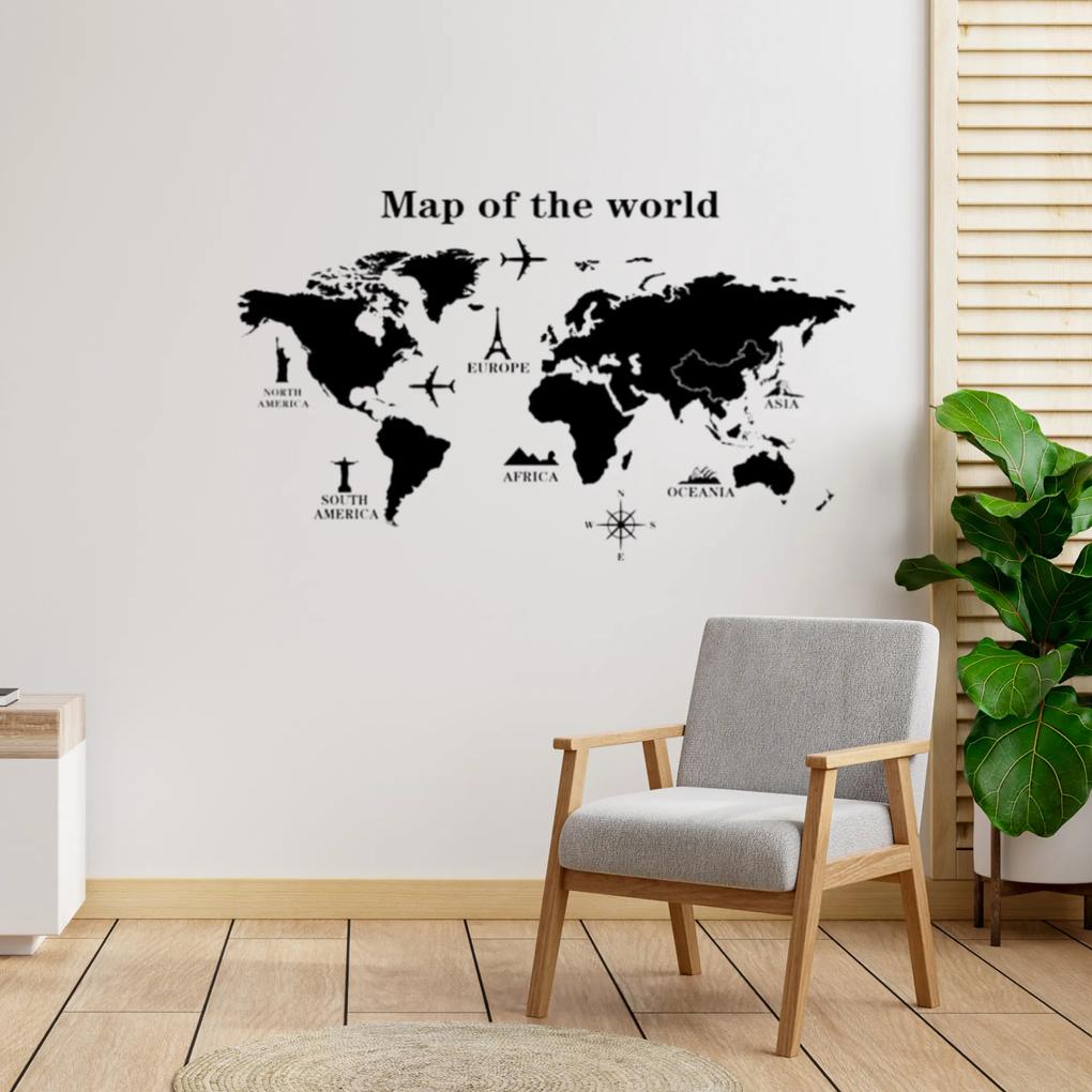 Autocolant de perete "Harta lumii" 120x70 cm