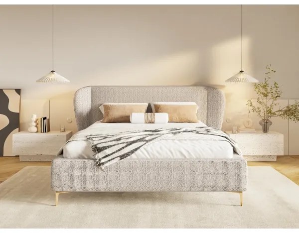 Pat tapițat DALIA 180x200 cm, bej, fără saltea