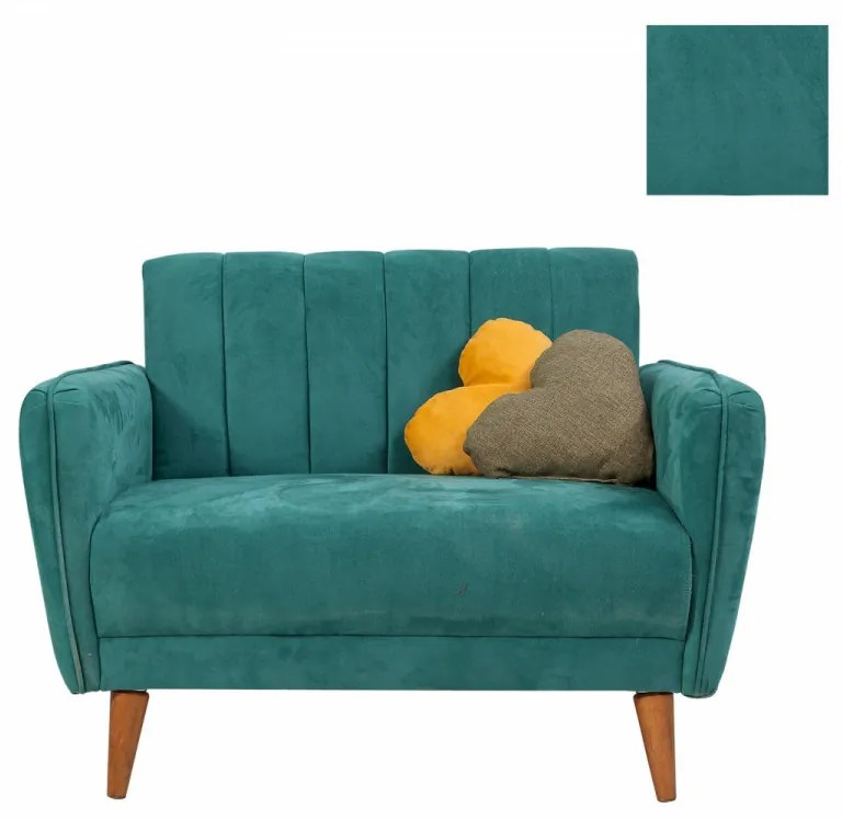 Canapea 2 Locuri, Lemn Solid, Aqua Loveseat, Verde Marin