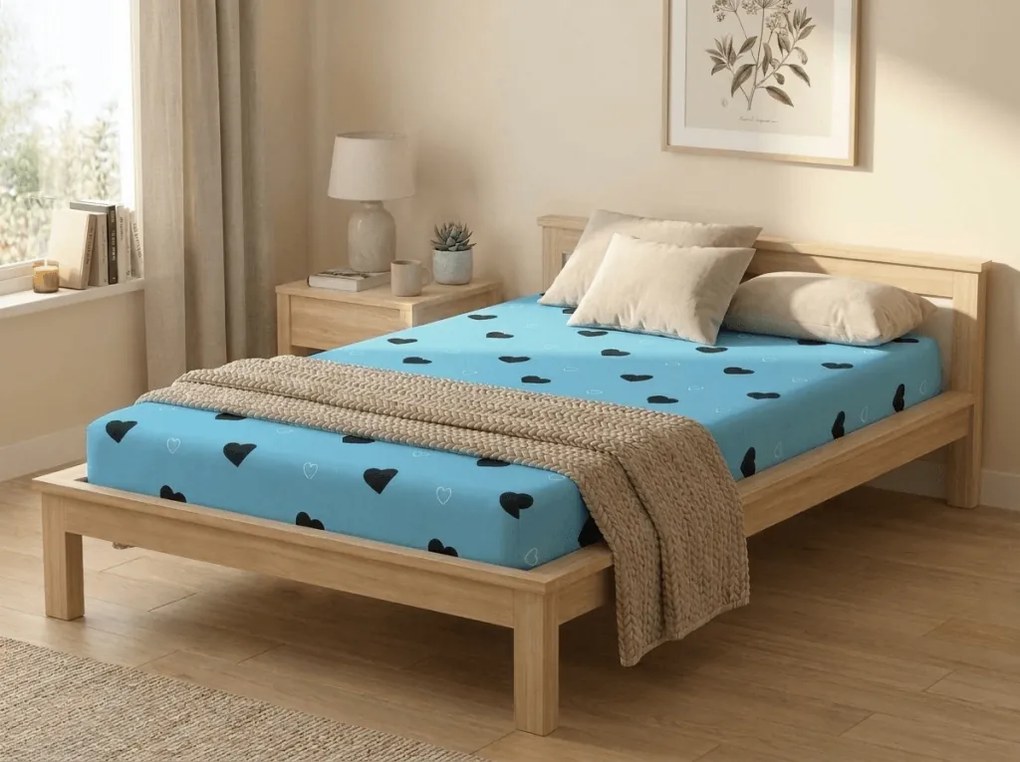 Cearsaf din microfibra CORAZON albastru 180x200 cm