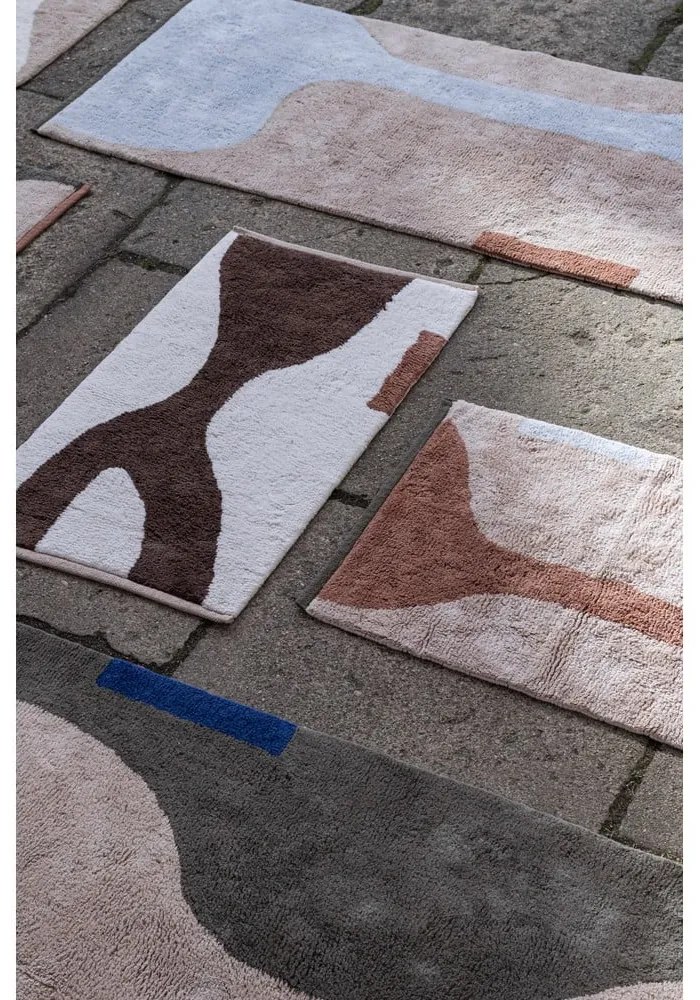 Covor tip traversă alb/maro lavabil din bumbac 70x150 cm Figura – Mette Ditmer Denmark