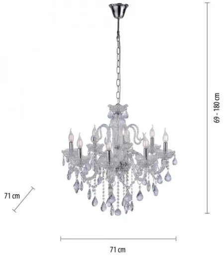 Lustră de cristal pe lanț Paul Neuhaus 3081-00 GRACIA 8xE14/40W/230V