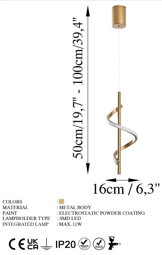 Lustră aurie LED ø 16 cm Likma – Opviq lights