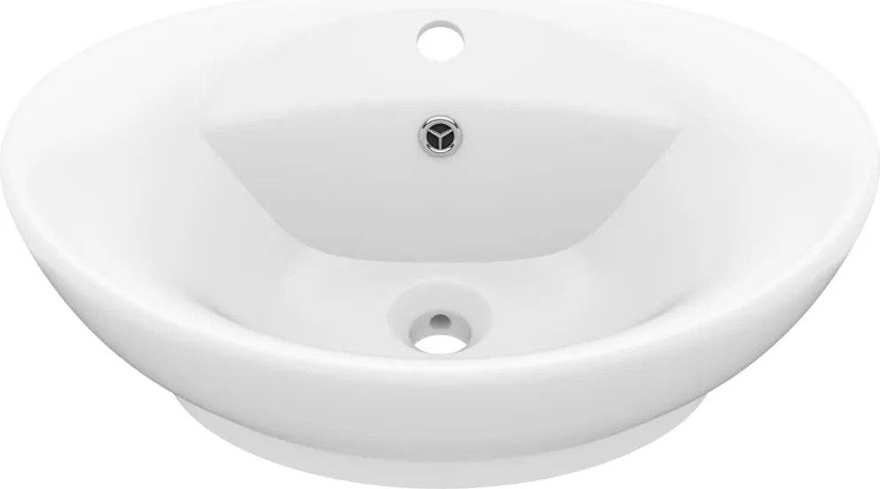 vidaXL Chiuvetă lux cu preaplin, alb mat, 58,5x39 cm ceramică, oval
