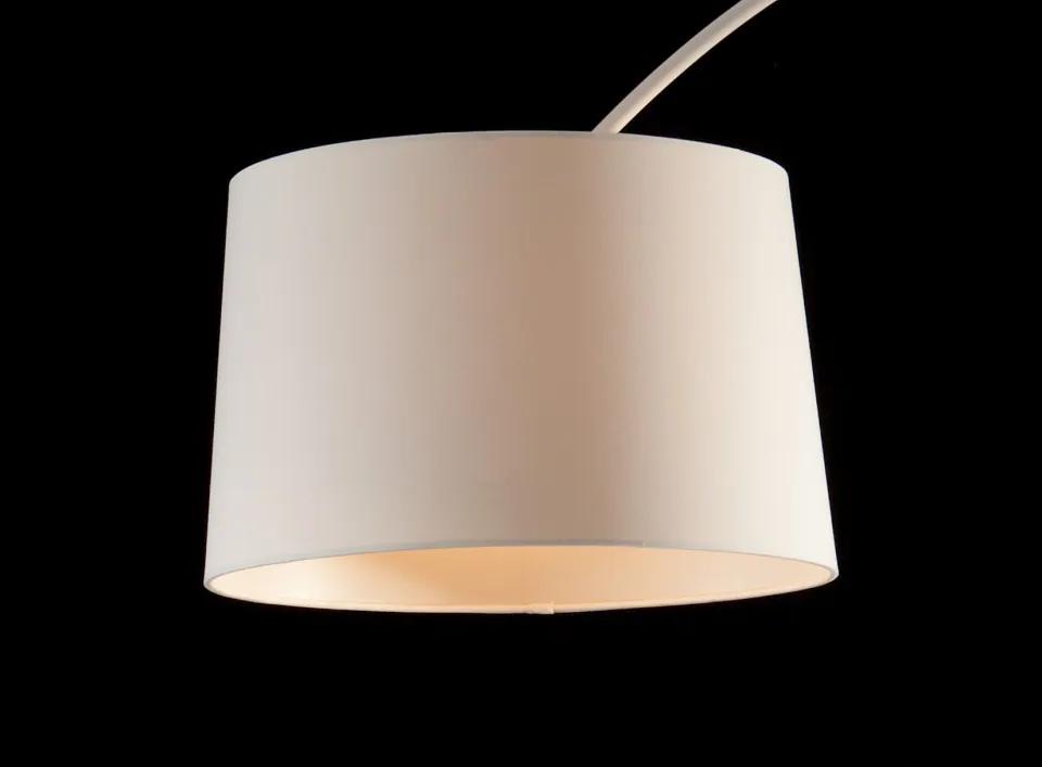 Lampadar din material textil/metal/marmura arc 205 cm alb, un bec