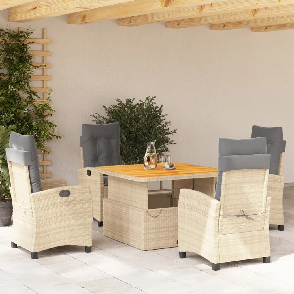 3277425 vidaXL Set mobilier de grădină cu perne, 5 piese, bej, poliratan