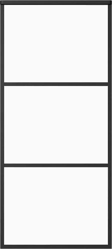 vidaXL Ușă glisantă, negru, 90x205 cm, sticlă ESG și aluminiu