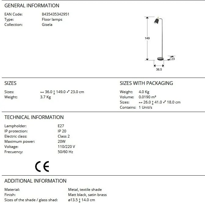Lampadar/Lampa de podea design moderm Gisela