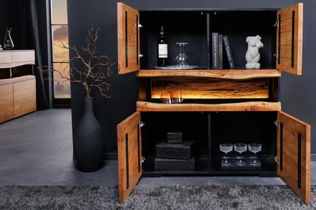 Bufet din lemn masiv GRAND ACACIA 120cm cu iluminat