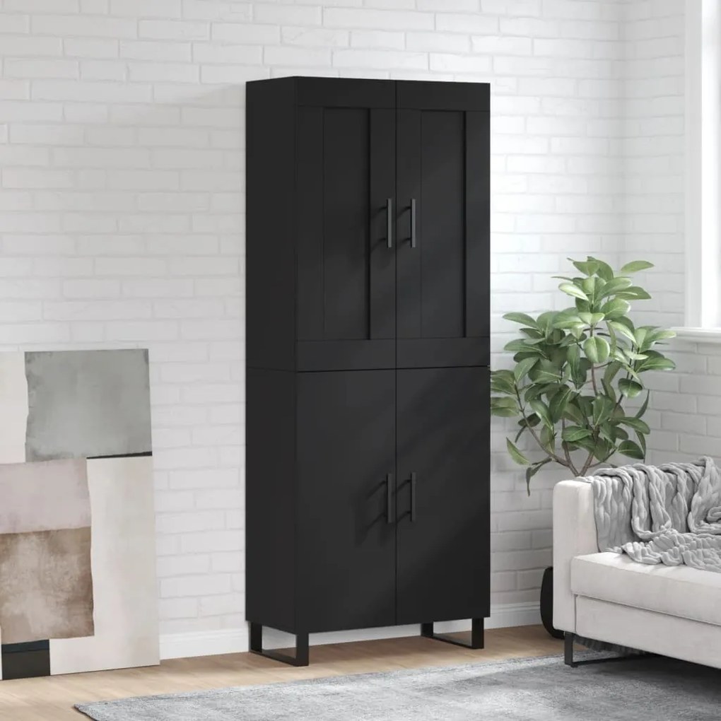 vidaXL Dulap înalt, negru, 69,5x34x180 cm, lemn compozit