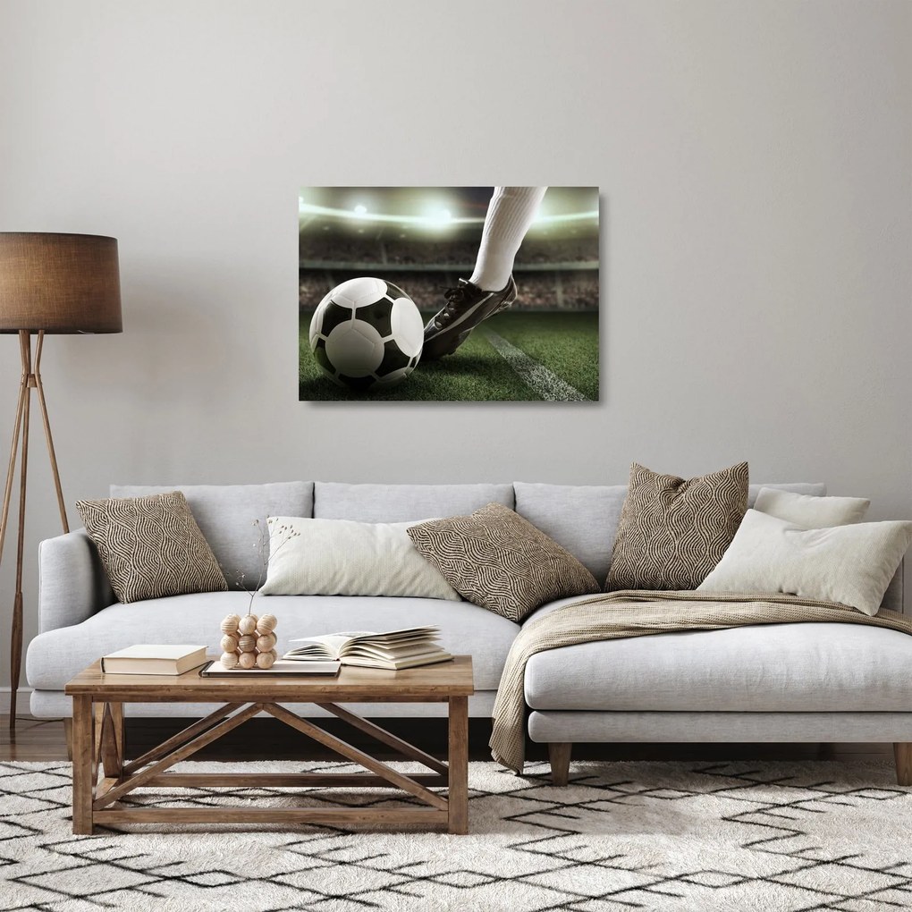 Tablou pe sticlă - Minge de fotbal (70x50 cm)