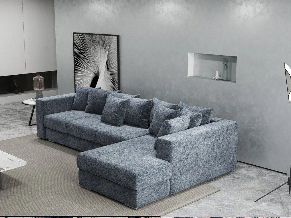 Colțar extensibil dumonde cu ladă de depozitare si sezut confortabil din spuma high-density, Gloria Euphoria Grafit II 320x183 cm