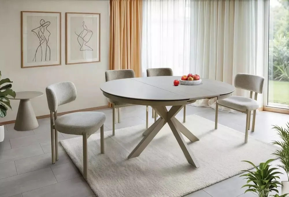 Masa extensibila Porto Ceramic bej mat/cașmir L120-160xl120 cm