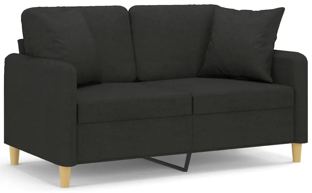 3200905 vidaXL Canapea cu 2 locuri cu pernuțe, negru, 120 cm, textil
