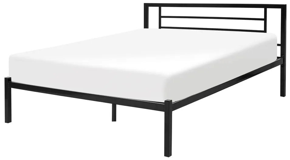 Pat matrimonial 140 cm Cush (negru) (cu somieră). 1078519