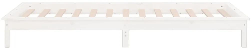 Cadru de pat mic Single 2FT6 cu LED, alb, 75x190 cm lemn masiv Alb, 75 x 190 cm