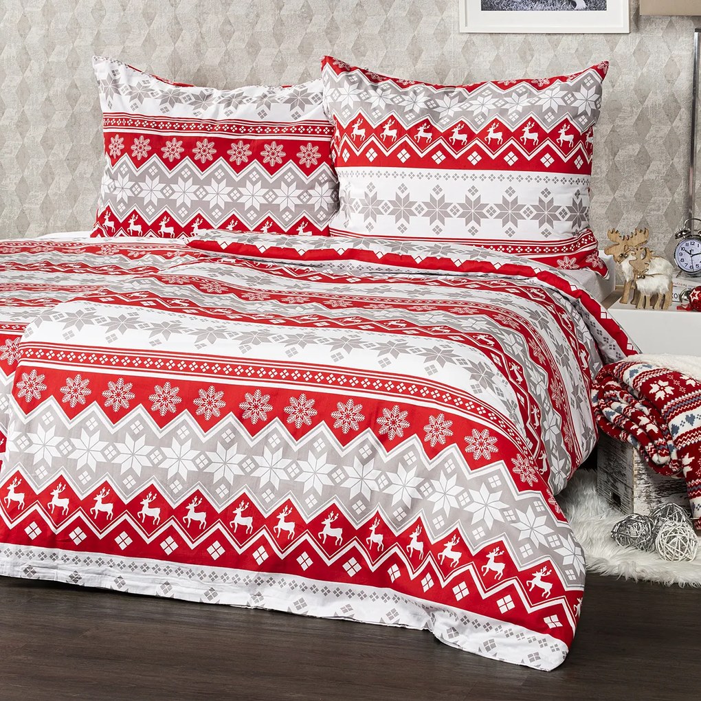 Lenjerie de pat din bumbac Crăciun 4Home Red Nordic, 220 x 200 cm, 2 buc. 70 x 90 cm