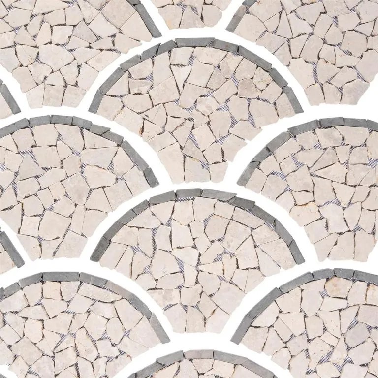 Mozaic din piatră naturală, evantai, bej, 0,98 m²