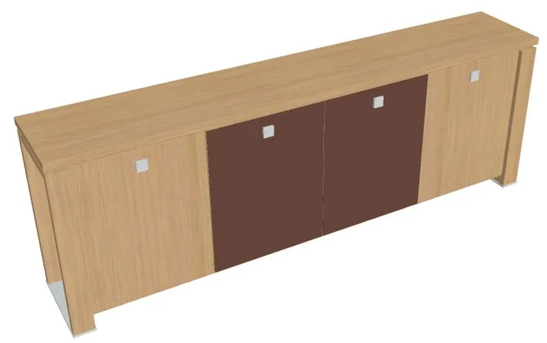 Dulap mic Verno+ 260 x 46 x 90 cm, uși combinate, stejar deschis / maro