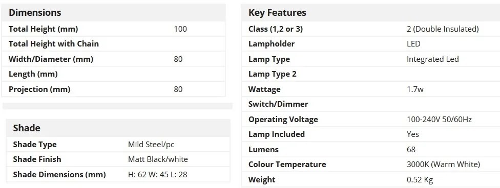 Mini Aplica LED de perete baie IP44 Chaplin 74303-1BK SRT