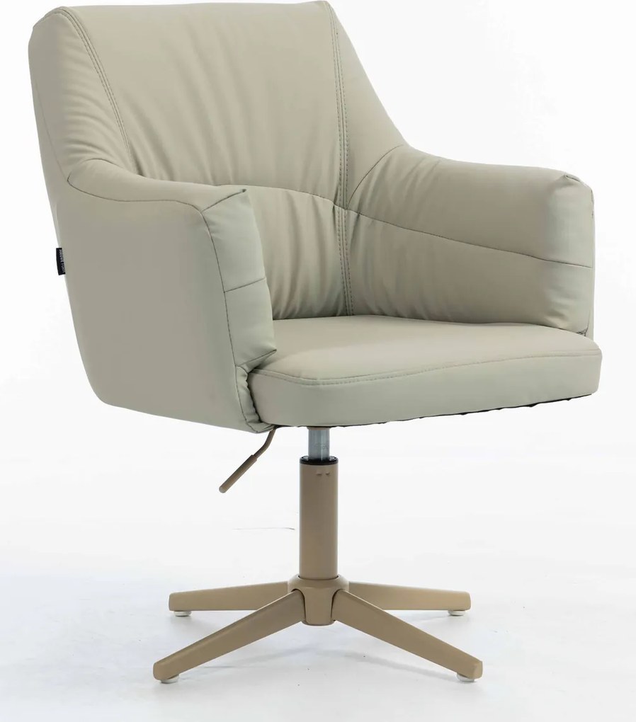 HR840CROSS Scaun Culoarea Inului Piele Ecologica Premium Soft cu Bază Crem