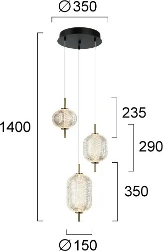 Lustră LED suspendată pe cablu PELLUCID LED/20W/230V bronz/negru