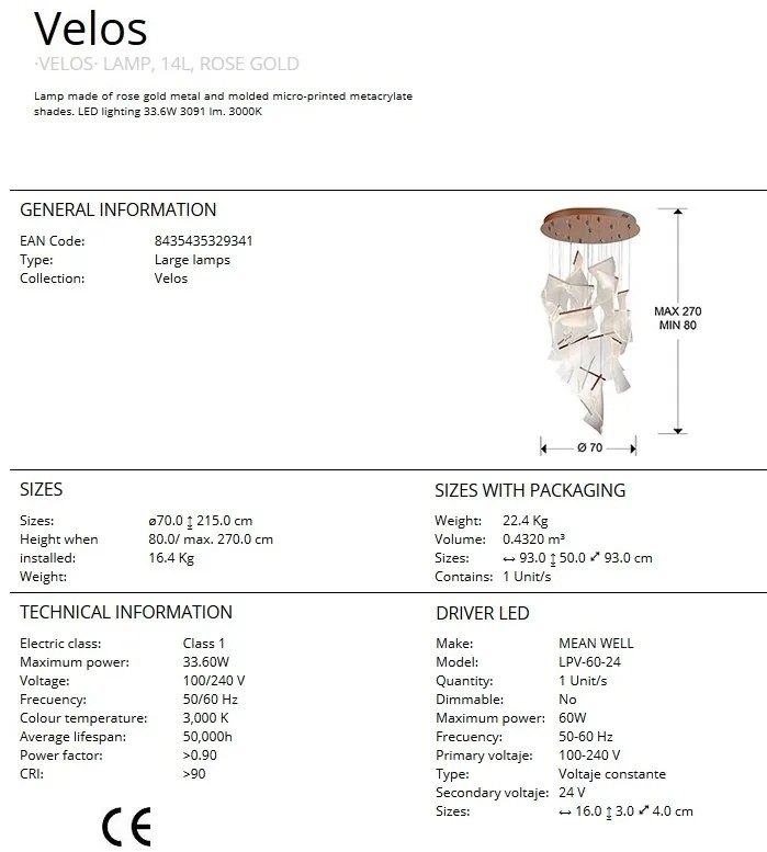 Lustra LED ultra-moderna design exclusivist 70cm Velos auriu roze SV-608428