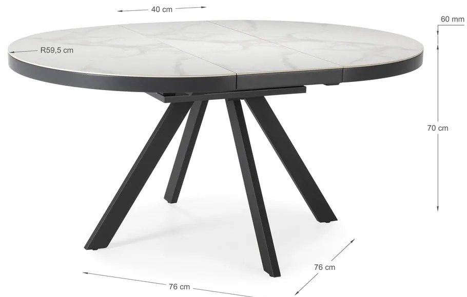 Masă de dining rotundă extensibilă cu blat ceramic cu blat suplimentar ø 120 cm Bela – Marckeric