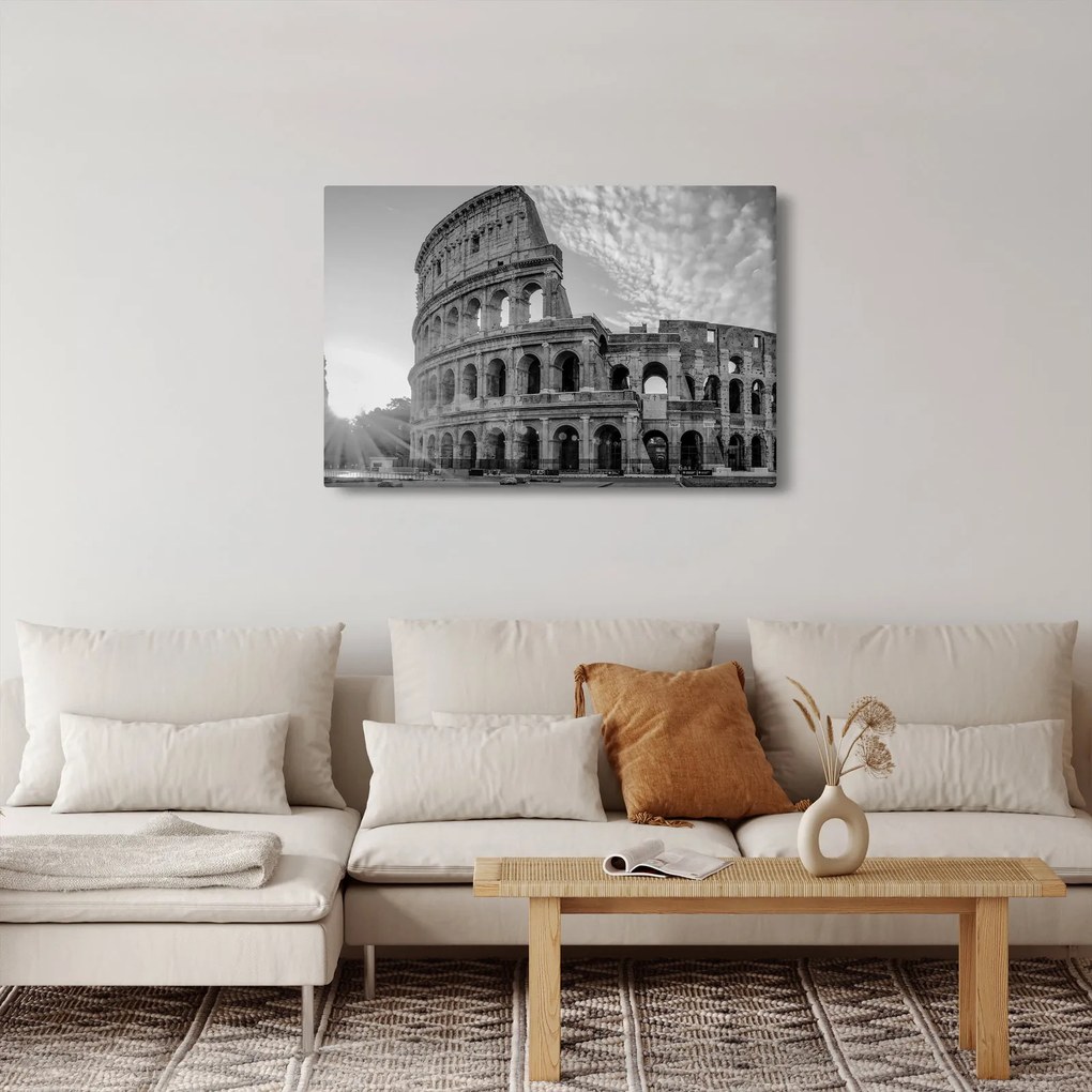 Tablou - Colosseum din Roma, alb-negru (90x60 cm)