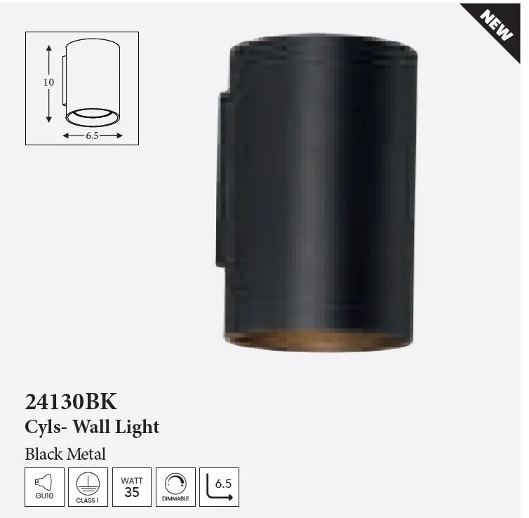 Aplica iluminat ambiental metal negru Cyls